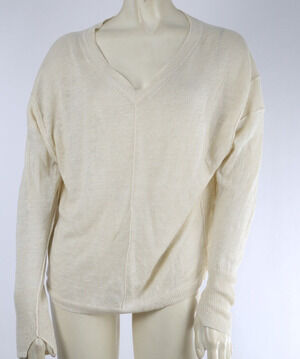 BROCHU WALKER Cream Linen V-Neck Sweater Size XS